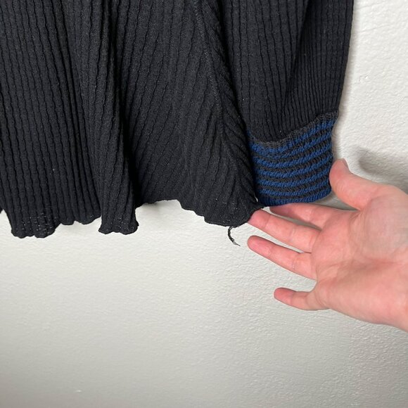 Free People Black Blue Snow Day Knit Thermal Top Medium - Picture 6 of 10